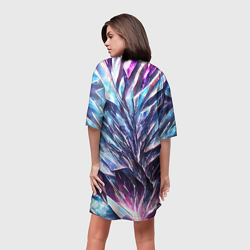 Женская длинная футболка Синий драгоценный камень / 3D-принт – фото 4