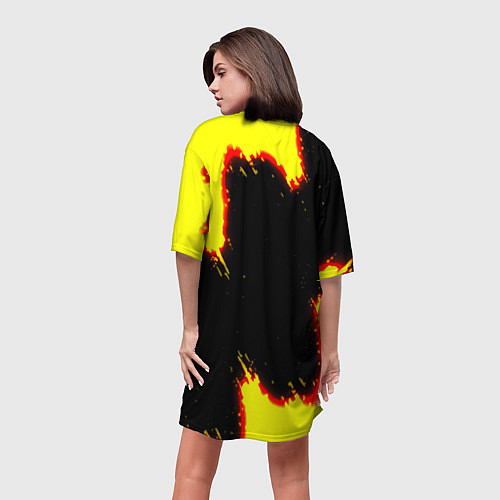 Женская длинная футболка Stalker огненные краски / 3D-принт – фото 4
