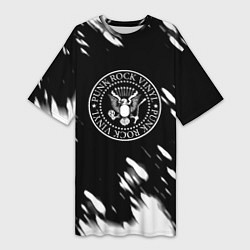 Футболка женская длинная Ramones краски, цвет: 3D-принт