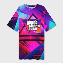 Женская длинная футболка GTA 6 logo абстракция
