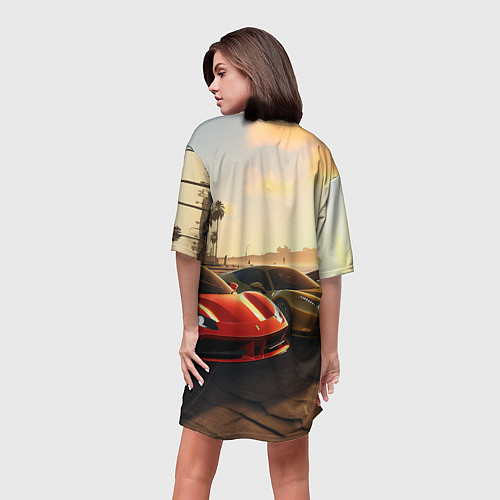 Женская длинная футболка ГТА6 автопарк / 3D-принт – фото 4