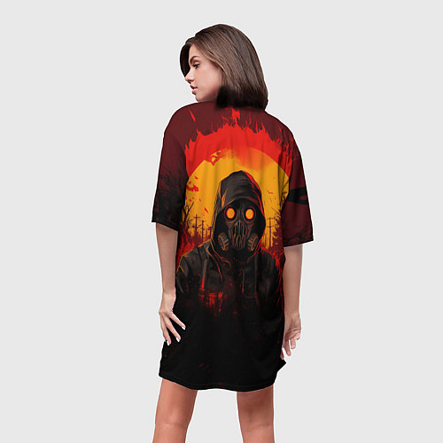 Женская длинная футболка Stalker 2 fire ghost / 3D-принт – фото 4