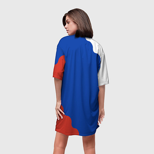 Женская длинная футболка Триколор диагональный волнистый / 3D-принт – фото 4