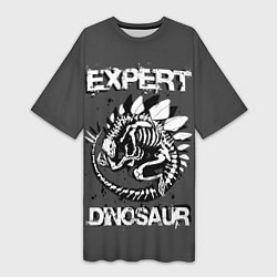 Футболка женская длинная Dinosaur expert, цвет: 3D-принт