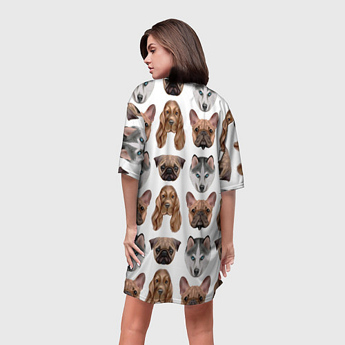 Женская длинная футболка Текстура собак / 3D-принт – фото 4