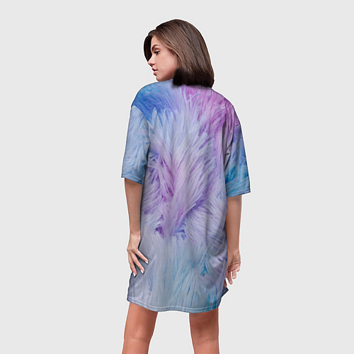 Женская длинная футболка Цветной узор из перьев / 3D-принт – фото 4