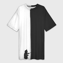 Женская длинная футболка Кот художник