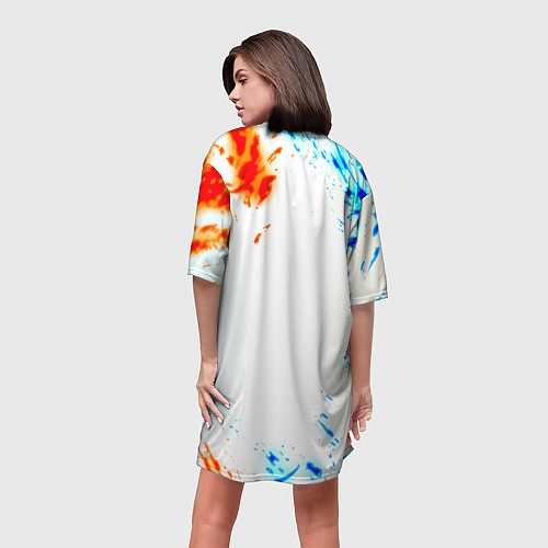 Женская длинная футболка Half life ржавые краски фримен / 3D-принт – фото 4