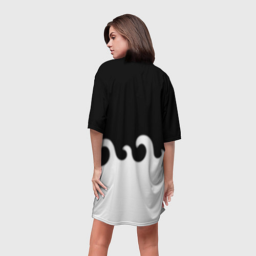 Женская длинная футболка Раст текстура огонь белый / 3D-принт – фото 4