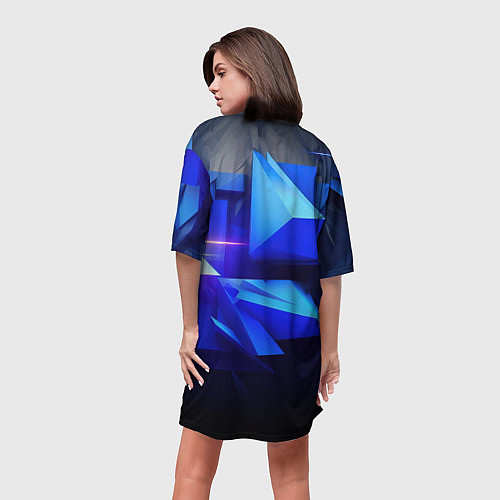 Женская длинная футболка Black blue background abstract / 3D-принт – фото 4