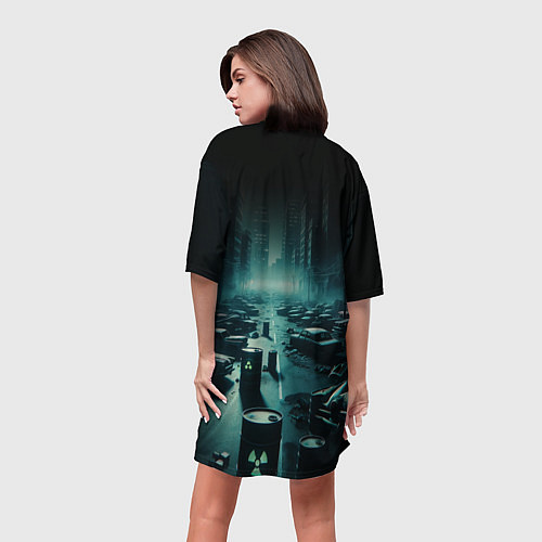 Женская длинная футболка S T A L K E R - City / 3D-принт – фото 4