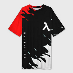 Футболка женская длинная Half life текстура огонь, цвет: 3D-принт