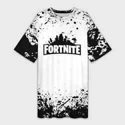 Женская длинная футболка Fortnite краски чёрные