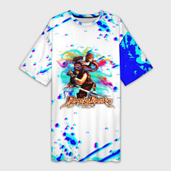 Футболка женская длинная Prince of Persia краски брызги, цвет: 3D-принт