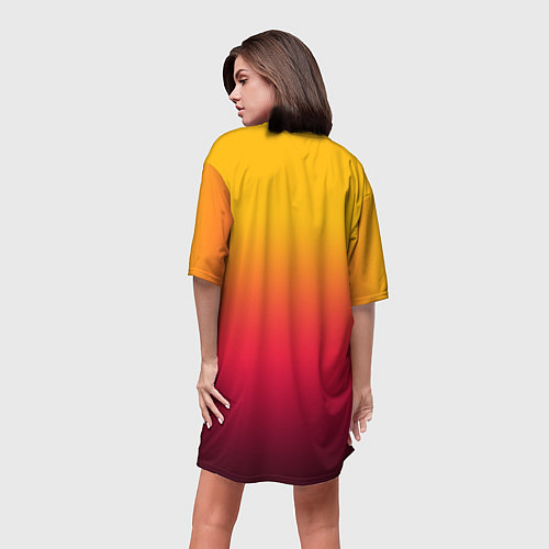 Женская длинная футболка Жёлто-бордовый градиент / 3D-принт – фото 4