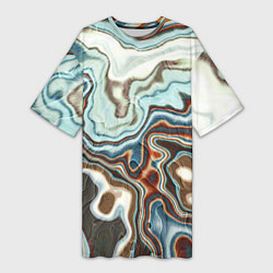 Футболка женская длинная Мраморная текстура, цвет: 3D-принт