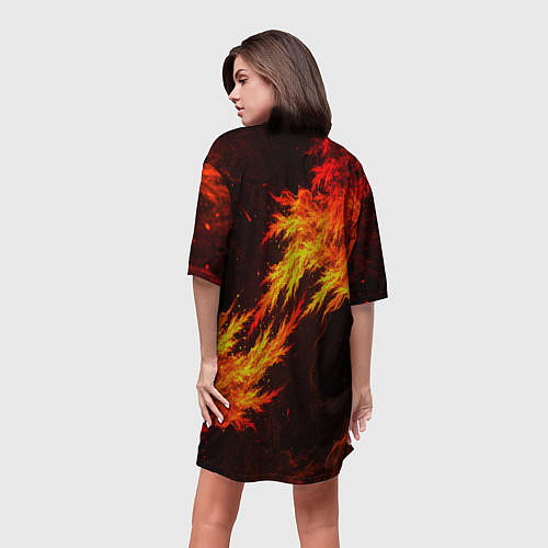 Женская длинная футболка Fire fox flame / 3D-принт – фото 4