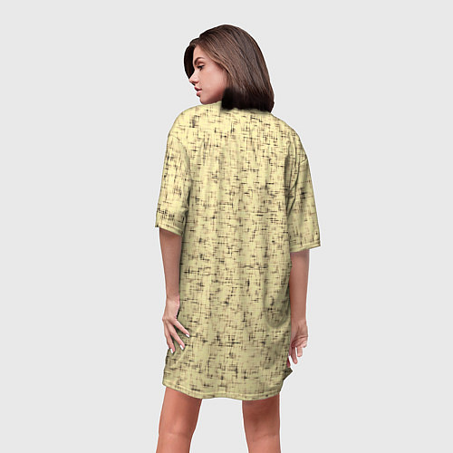 Женская длинная футболка Текстура грубая ткань бледно-жёлтый / 3D-принт – фото 4