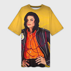 Женская длинная футболка Michael Jackson на золотом фоне с графикой