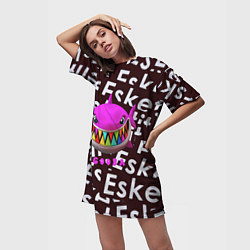 Футболка женская длинная Esskeetit logo pattern, цвет: 3D-принт — фото 2