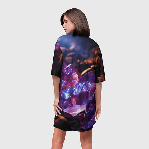 Женская длинная футболка Фиолетовые комические камни / 3D-принт – фото 4