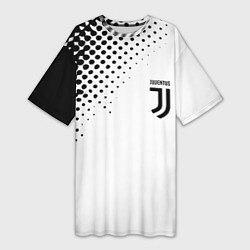 Футболка женская длинная Juventus sport black geometry, цвет: 3D-принт