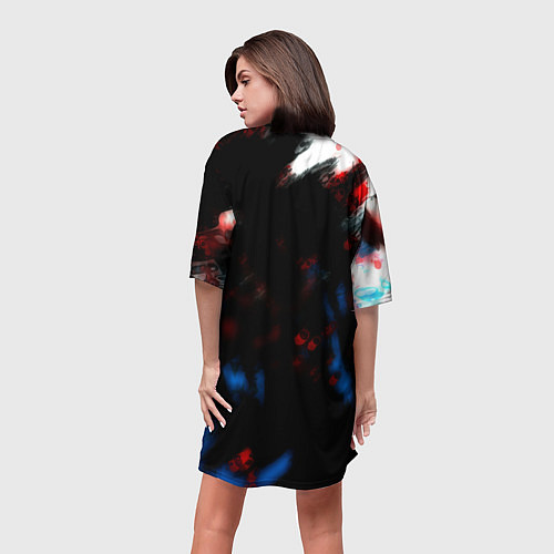 Женская длинная футболка Салли фейс текстура краски / 3D-принт – фото 4
