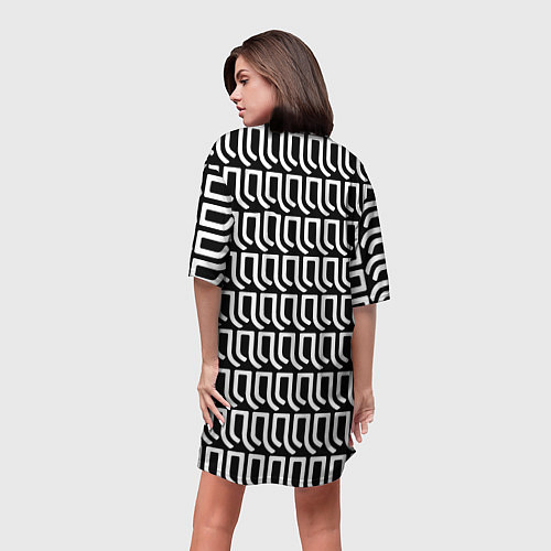 Женская длинная футболка Juventus pattern fc / 3D-принт – фото 4