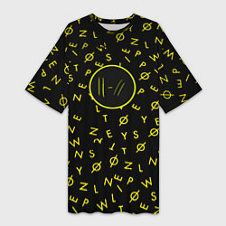 Женская длинная футболка Twenty one pilots pattern rock yellow