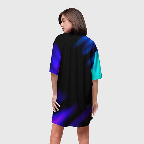 Женская длинная футболка Louna neon bend / 3D-принт – фото 4