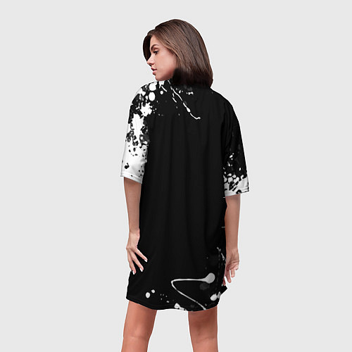 Женская длинная футболка Roblox текстура краски белые / 3D-принт – фото 4