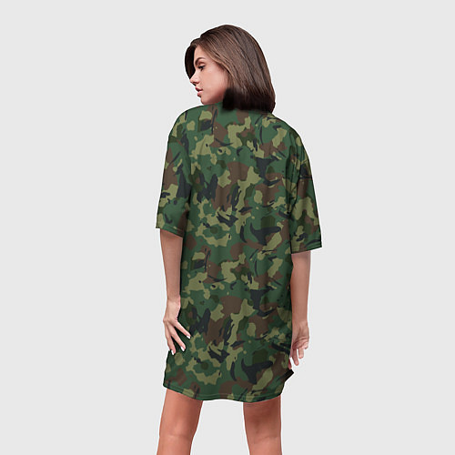 Женская длинная футболка Камуфляж Woodland классический / 3D-принт – фото 4