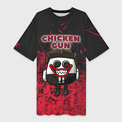 Женская длинная футболка Chicken gun clown