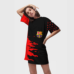 Футболка женская длинная Barcelona краски спорт, цвет: 3D-принт — фото 2