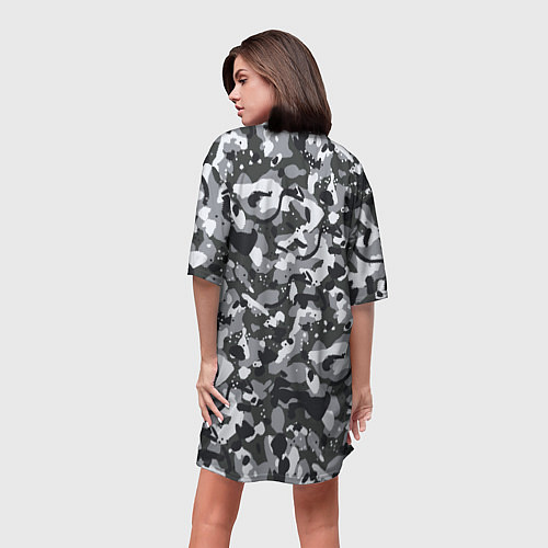 Женская длинная футболка Серый пиксельный камуфляж / 3D-принт – фото 4