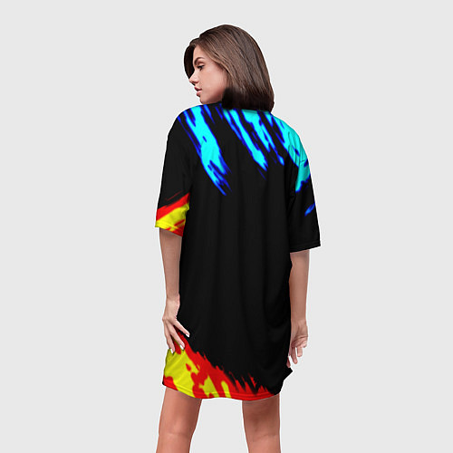 Женская длинная футболка PUBG краски огонь и лёд / 3D-принт – фото 4