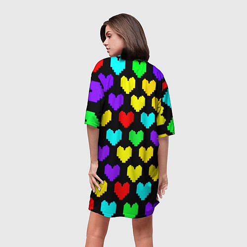 Женская длинная футболка Undertale heart pattern / 3D-принт – фото 4