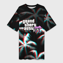 Женская длинная футболка GTA 6 vice city glitch