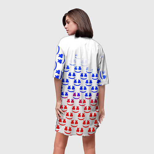 Женская длинная футболка Marshmello russia color / 3D-принт – фото 4