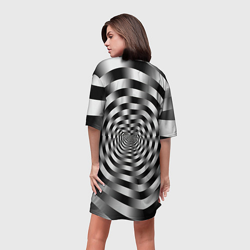 Женская длинная футболка Оптическая иллюзия спиральное заклинание / 3D-принт – фото 4