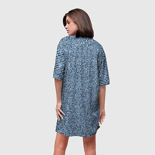 Женская длинная футболка Голубой с чёрным мелкая мозаика / 3D-принт – фото 4