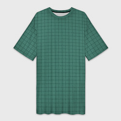 Женская длинная футболка Патиново-зелёный в клетку