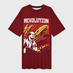 Женская длинная футболка Народная революция с Лениным