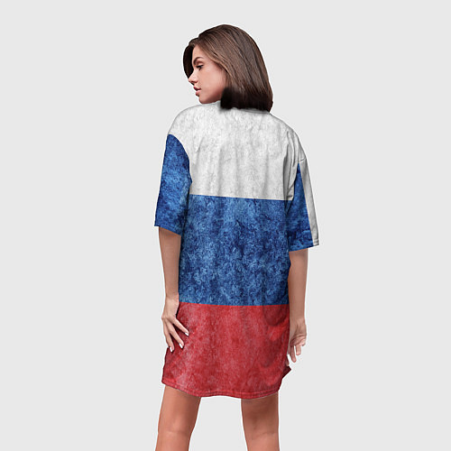 Женская длинная футболка Флаг России разноцветный / 3D-принт – фото 4