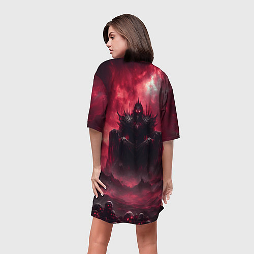 Женская длинная футболка Бог крови Кхорн нейросеть / 3D-принт – фото 4