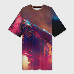 Женская длинная футболка Человек с пилой в маске