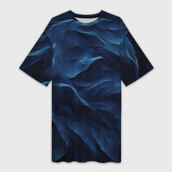 Футболка женская длинная Синие глубокие абстрактные волны, цвет: 3D-принт