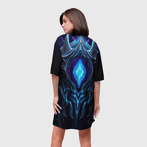 Женская длинная футболка Магическая синяя абстракция / 3D-принт – фото 4