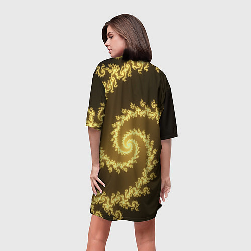 Женская длинная футболка Желтая спираль фракталов / 3D-принт – фото 4