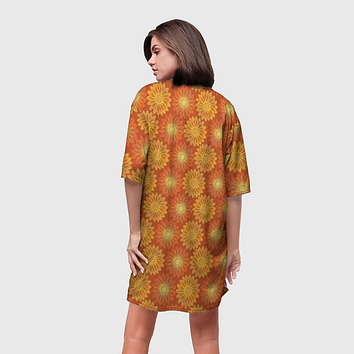 Женская длинная футболка Паттерн из желтых цветов / 3D-принт – фото 4